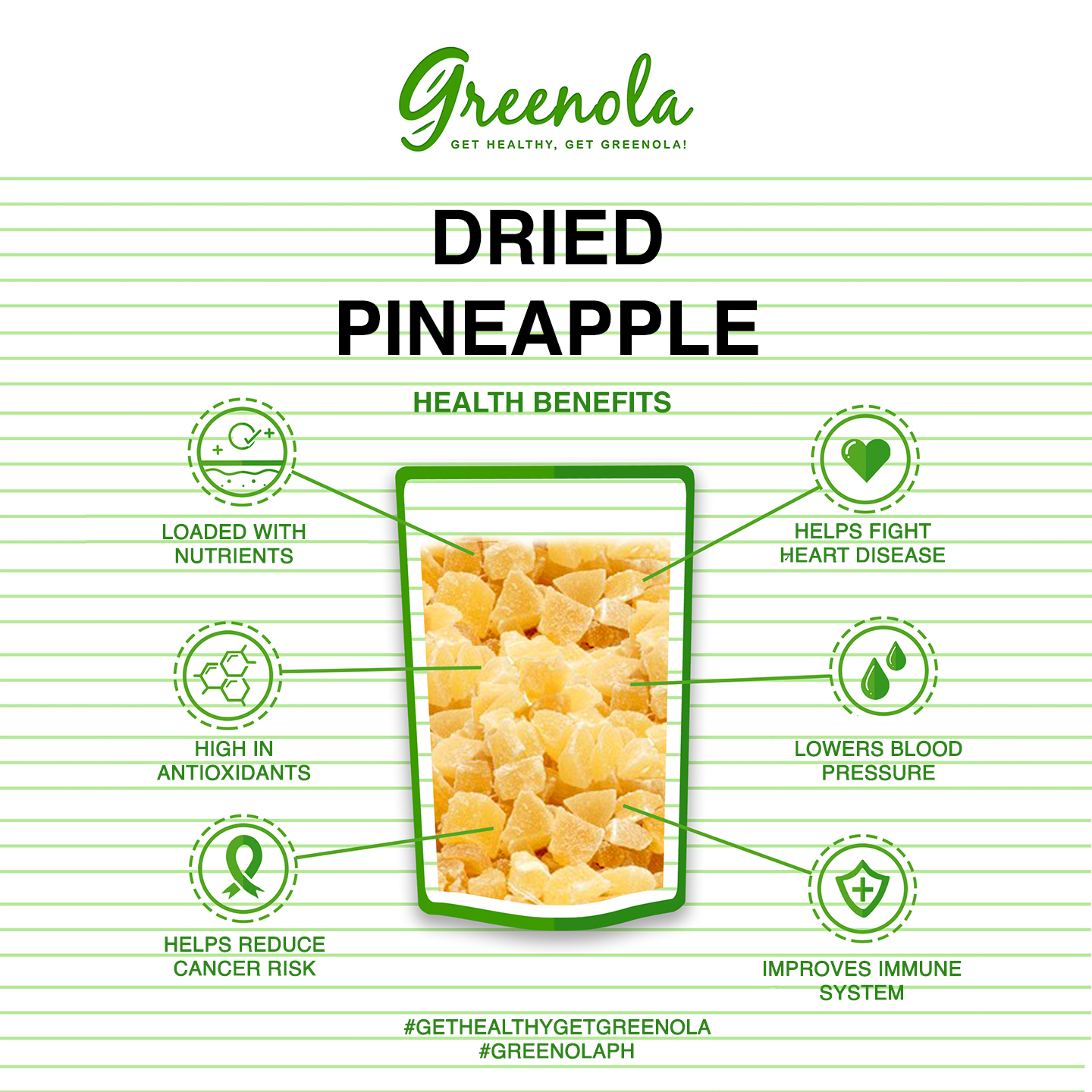 Greenola Pineapple (Dried, Chunk) 100g Greenola